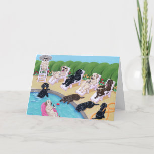 Carte Poolside Party labradors peinture