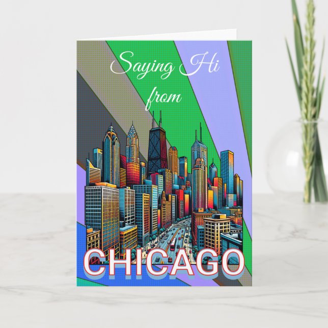Carte Pop art Comic Style de livre Chicago Illinois Keep (Devant)