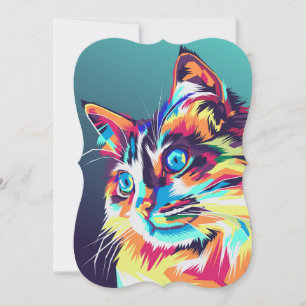 Carte Pop art de chat coloré