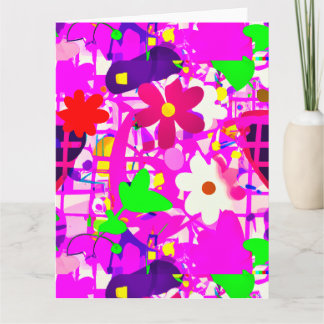 Carte Pop art fleurs vives