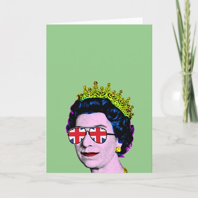 Carte Pop Art Moderne Amusant HM Reine avec lunettes Uni (Devant)