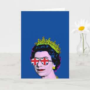 Carte Pop Art Moderne Fun HM Queen dans les lunettes Uni