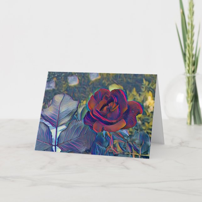 Carte Pop Art Rose rouge (Devant)