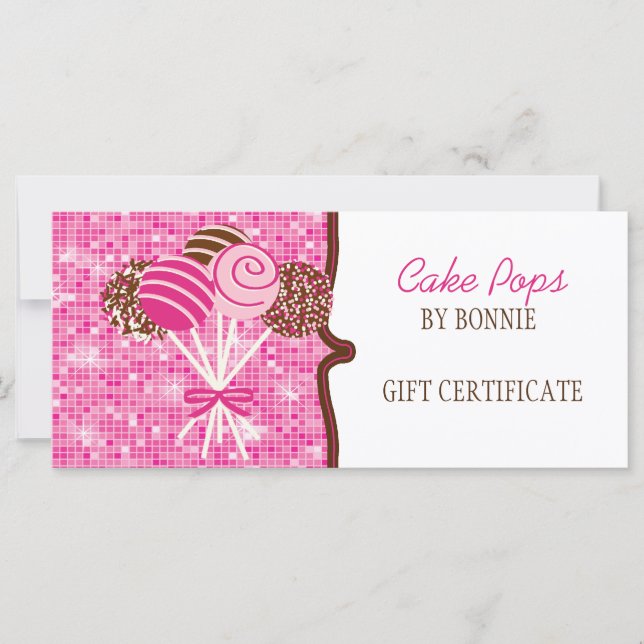 Carte Pop de gâteau rose : Certificat cadeau (Devant)