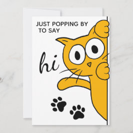 Carte Popby To Say Hi Cute Cat Flat Greeting