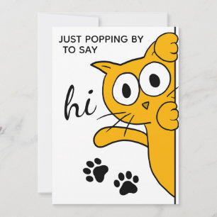 Carte Popby To Say Hi Cute Cat Flat Greeting