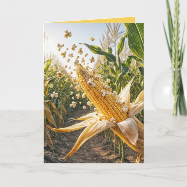 Carte Popcorn Popcorn sur une plaque de maïs (Devant)