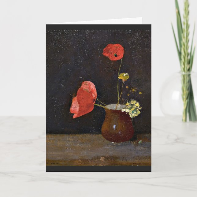 Carte Poppies, peinture florale d'Odilon Redon (Devant)