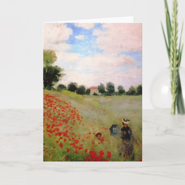 Carte Poppies rouges par Monet - Poppy Field Parasol Fem (Devant)