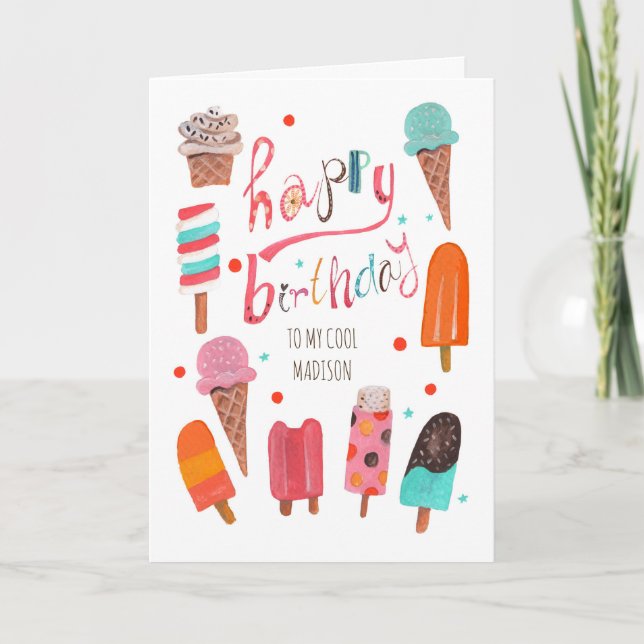 Carte Popsicles & glaces Anniversaire Salutation (Devant)