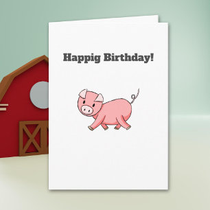 Carte Porc rose minimaliste Anniversaire personnalisé