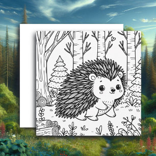 Carte Porcupine mignonne dans les bois   Page Couleur