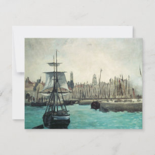 Carte Port de Calais par Manet, Art Impressionniste Vint