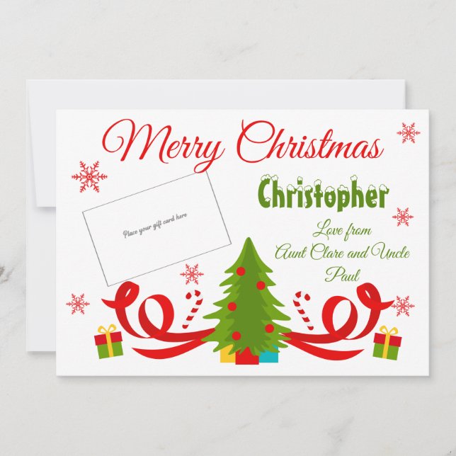 Carte Porte-carte cadeau d'arbre de Noël traditionnel (Devant)
