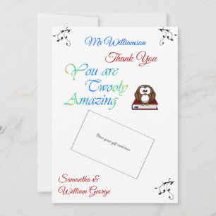 Carte Porte-carte cadeau mignon Twooly Incroyable Merci