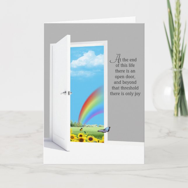 Carte Porte Ouverte Avec Tournesol Et Arc En Ciel (Devant)