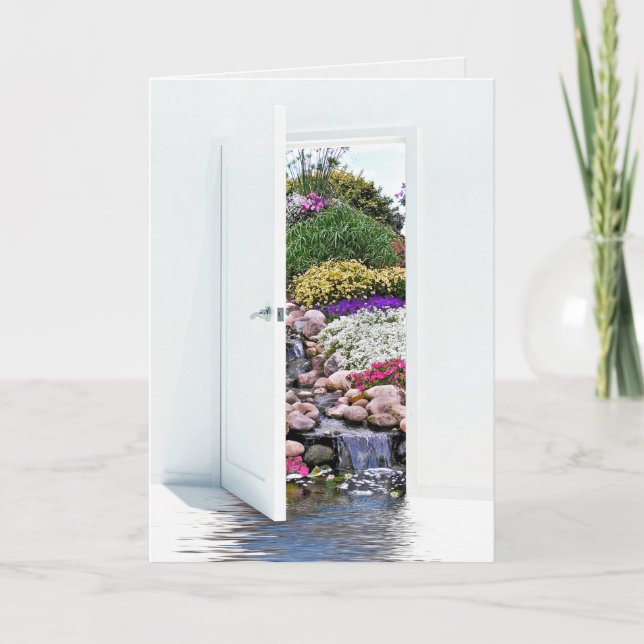 Carte Porte ouverte blanche avec Sympathie pour le jardi (Devant)