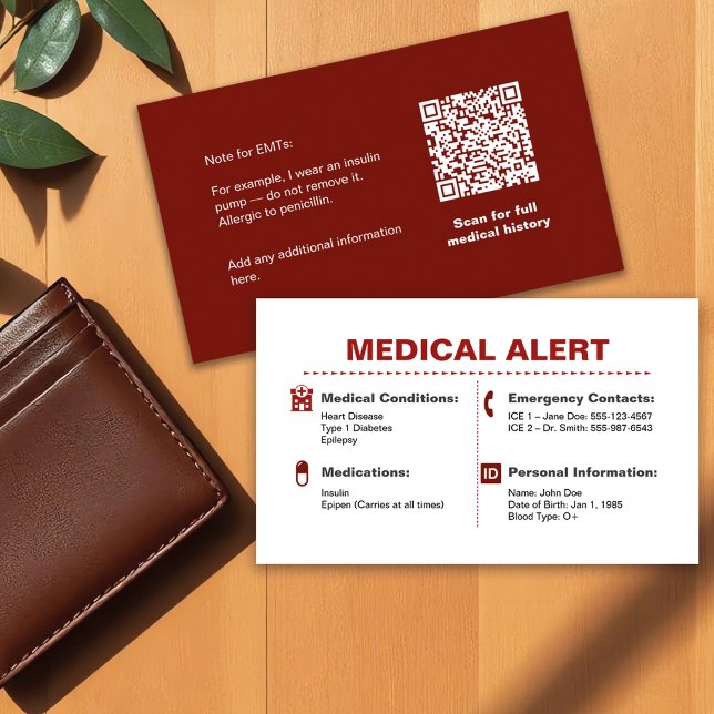Carte Portefeuille d'alerte Médicale | Information (Créateur téléchargé)