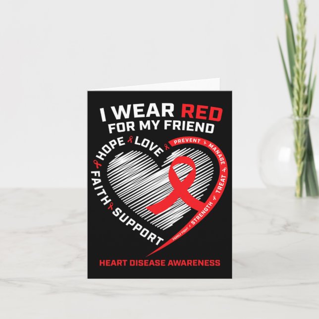 Carte Portez Le Rouge Pour Mon Ami Maladie Cardiaque Sen (Devant)