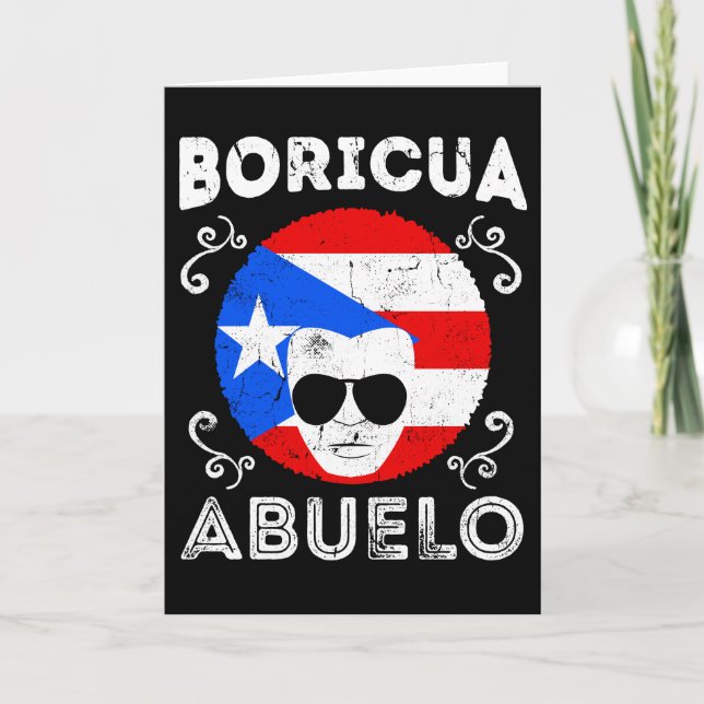 Carte Porto Rico Abuelo Grandpa Fête des pères Drapeau (Devant)