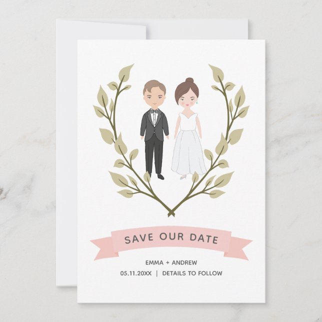 Carte Portrait Couple mignon moderne Enregistrer la cart (Devant)