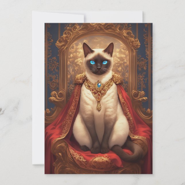 Carte Portrait de chat majestueux Royal Siamese (Devant)