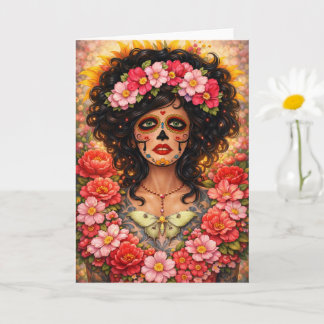 Carte Portrait de femme pour le Jour des Morts • Día de 