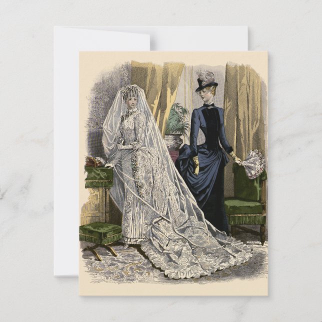 Carte Portrait de mariage vintage, Mariée victorienne (Devant)