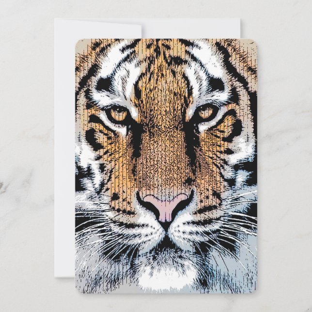 Carte Portrait de tigre en style Presse Graphique (Devant)
