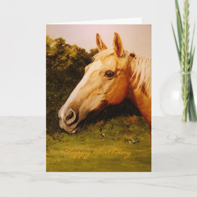 Carte Portrait d'huile de cheval Palomino (Devant)
