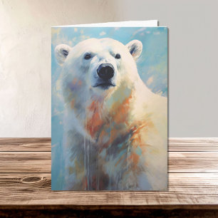 Carte Portrait d'ours polaire blanc dans les tons Cool