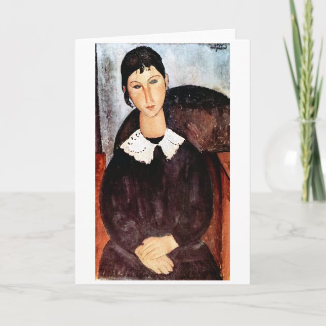 Carte Portrait du col blanc, Modigliani (Devant)
