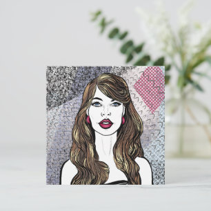 Carte Portrait d'une fille aux longs cheveux bruns