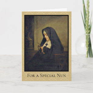Carte Portrait d'une religieuse catholique avec le Saint