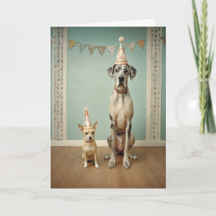 Carte Portrait Duo de Fête d'Anniversaire de Chien