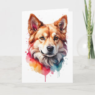 Carte Portrait éclaboussé d'art de chien à l'aquarelle S