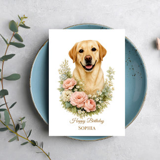 Carte Portrait Floral Labrador