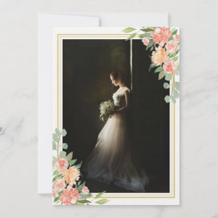 Carte Portrait nuptial Floral Photo Keepsaké Mariage