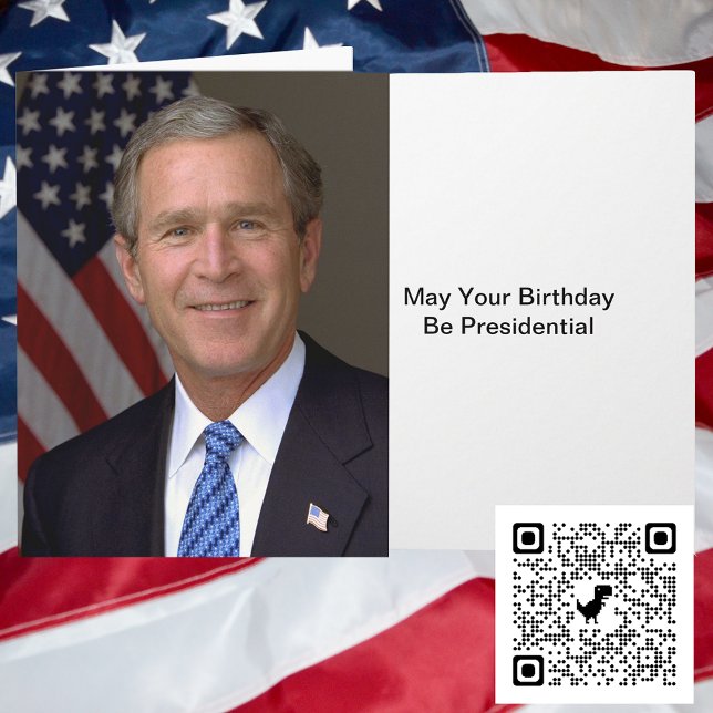 Carte Portrait officiel du président George W Bush Anniv (President George W Bush Official Portrait Birthday Card. Big birthday card. Special occasions card.)