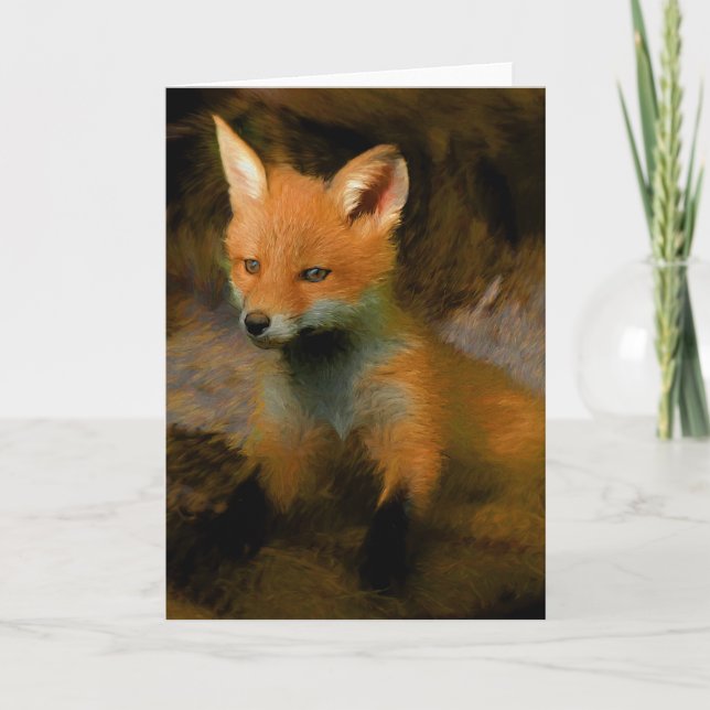 Carte Portrait Petit Bébé Fox Cub (Devant)