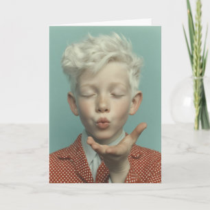Carte Portrait rêveur d'un enfant envoyant un baiser