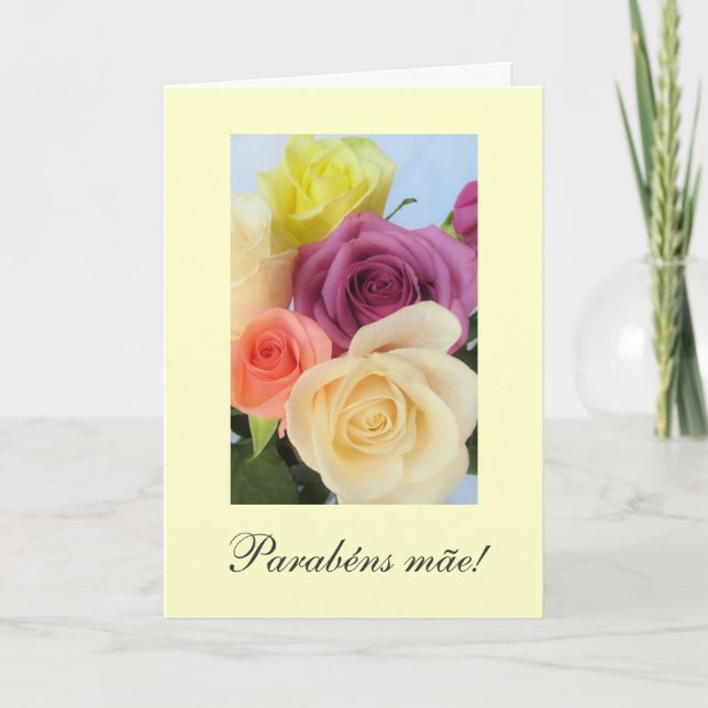 Carte Portugais : Parabens !  L'anniversaire de la maman (Devant)
