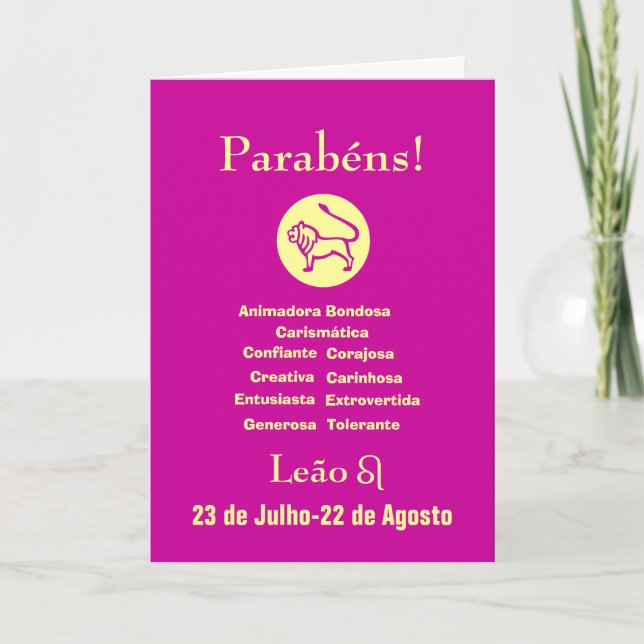 Carte Portugais : Parabens Leona d'anniversaire de s de (Devant)