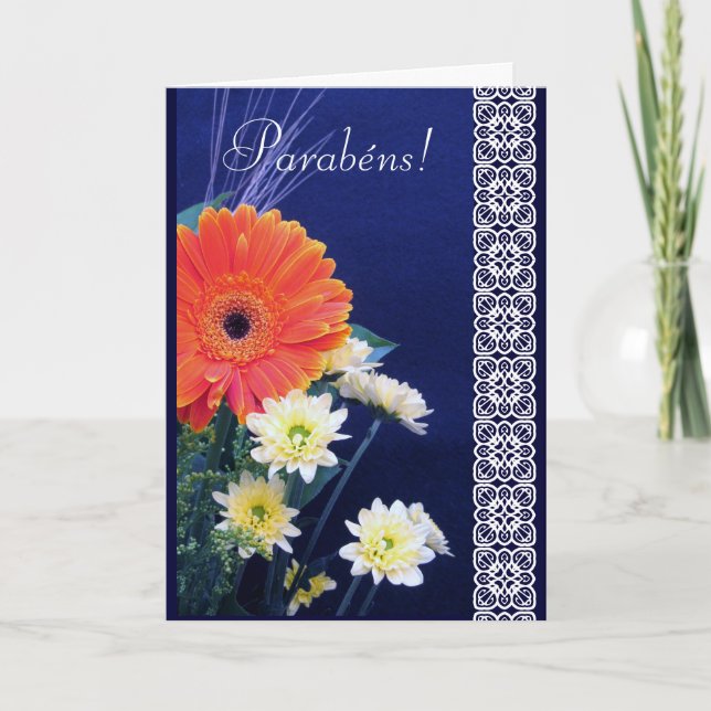 Carte Portugais : Parabéns ! Marguerite de joyeux (Devant)
