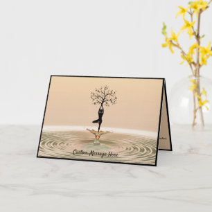 Carte Pose de yoga silhouette zen avec dessin de l'arbre