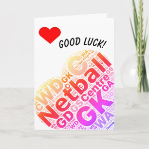 Carte Positions Netball Design cardiaque Bonne chance