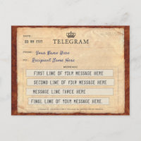 CARTE POST TELEGRAM AVEC VOTRE MESSAGE