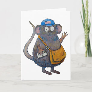 Carte Postal Post Mail Carrier Postman Thank You Mouse