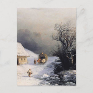 CARTE POSTALE 冬 の 牛 車