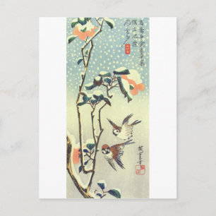 Carte Postale 椿 に 雀, 重 Camellia et Sparrow, Hiroshige, Ukiyo-e